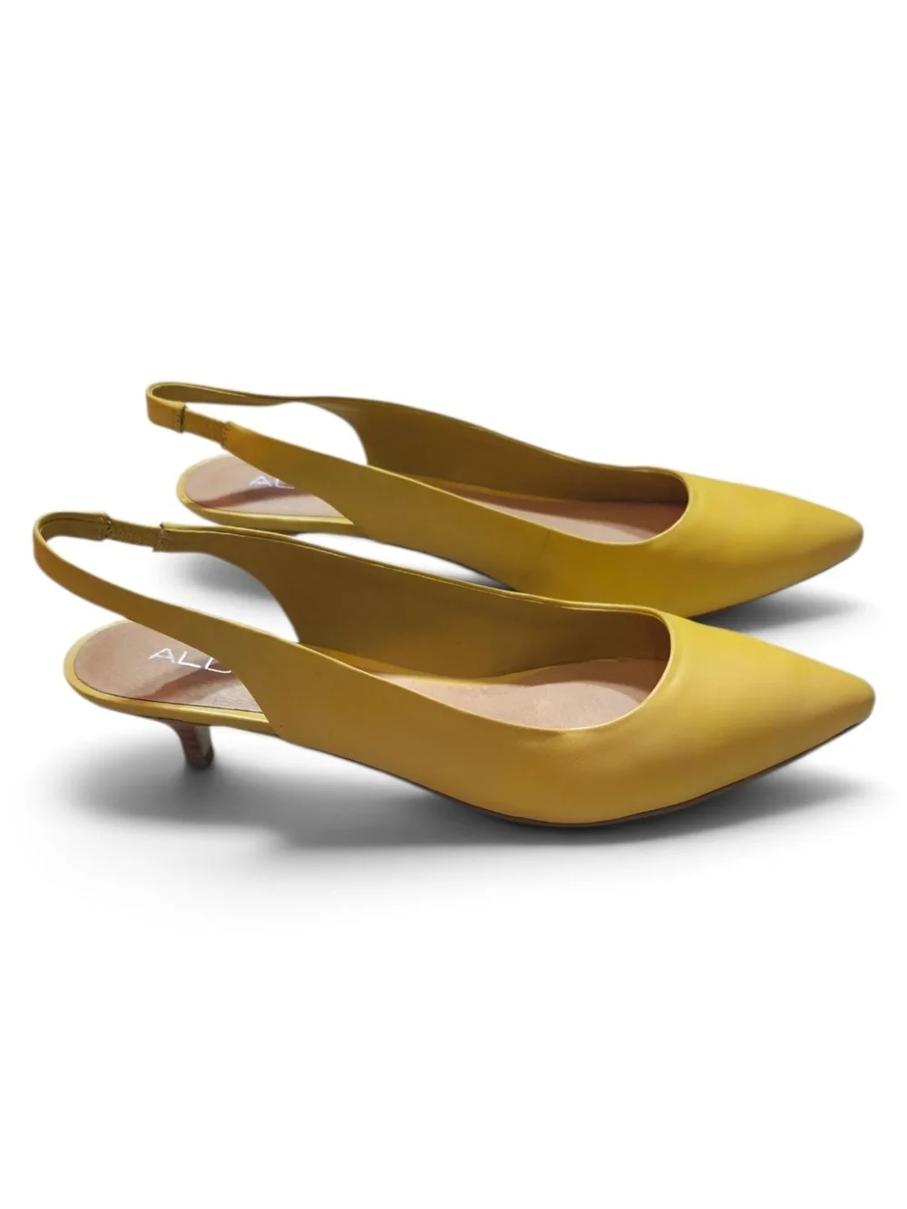 ALDO Mustard Yellow Pointed Toe Slingback Low Heals